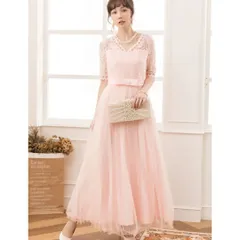 新品 DRESS PLUS レース チュール マキシ丈 ワンピース ピンク L レディース パーティードレス フォーマル 結婚式 二次会 オケージョン 上品 エレガント フレアスカート 春 夏 体型カバー 華やか 高見え 人気 着映え プレゼント 贈り物 春服