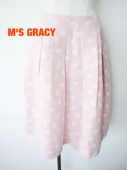 【2024年製】M'S GRACY　エムズグレイシー 　お花ジャガードスカート　定価33,000円　2024年製　日本製　Lサイズ　４０　ピンク×ホワイト　ミニ丈　おしゃれ　送料込み　6464187のサムネイル