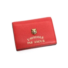 【中古】グッチ GUCCI レザー 二つ折り財布 レッド【レディース】