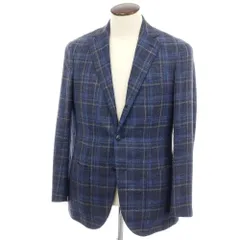 【中古】バルバ BARBA ウールシルクリネン チェック 3B テーラードジャケット ネイビーxベージュ【サイズ50】【メンズ】のサムネイル