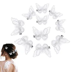 新品 YFFSFDC レースヘアクリップ 蝶 髪飾り 刺繍 リボン クリップ 可愛い ヘアアクセサリー 前髪クリップ 髪留め 誕生日 発表会 パーテ 結婚式（大+小 10個セット）