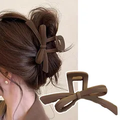 新品 GOODCHI ヘアクリップ リボンヘアクリップ 大きめ 軽い 強力 髪留め 髪飾り 可愛い 韓国風 hair clip バンスクリップ ヘアアクセサリー 大人向け 日常使用 お風呂 通勤 職場 女性用 (ダークブラウン)