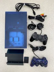 PlayStation 2 本体　オーシャン・ブルー（SCPH-37000）　コントローラー2点