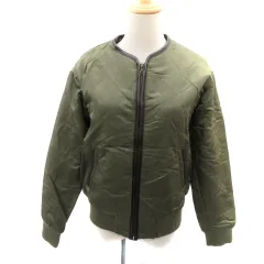 レイカズン Ray cassin キルティングジャケット ミドル丈 ノーカラー F カーキ /YK6のサムネイル