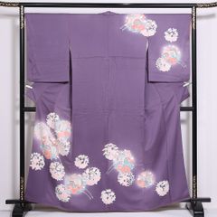 付け下げ/絽 ］ポリエステル 明るめの紫 夏着物 薄物 盛夏 洗濯 洗える