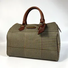 美品 POLO RALPH LAUREN ポロラルフローレン 千鳥格子 ミニボストンバッグ ハンドバッグ ヴィンテージ レザー