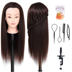 編み込み練習用 ウィッグマネキンヘッド ヘアアクセサリーセット 練習用 美容室サロン Sha 100%合成髪 Ba YK-04