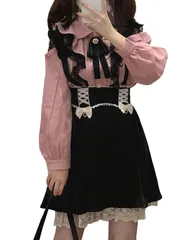 地雷系 肩出し ブラウス レディース 長袖 取り外し可能 リボン レース フリル フレア ブローチ付き 量産型 ファッション 服 トップス レディースブラウス シャツ おしゃれ 春 夏 秋