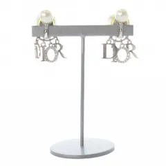 ディオール Dior tribales クリップイヤリング パール ロゴ 白 ホワイト シルバー色