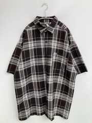 calTop シャツ/ブラウス ブラウン チェック柄 半袖 レギュラーカラー ミドル丈