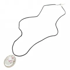 クリスチャンディオール Christian Dior ペンダント ネックレス ラインストーン ミラー ロゴ シルバーカラー 黒 ブラック /AE ■GY47