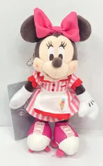 ディズニーストア プラッシュキーチェーン Ice Cream Parlor ミニー(ピンクストライプ)