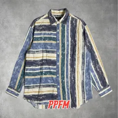 MANIC PPFM アート ストライプ レーヨンシャツ 総柄 長袖 カジュアル 人気 0-71-908のサムネイル