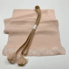 ［7676］帯締め 帯揚げ セット 縮緬 金糸 正絹 着物 帯絞め