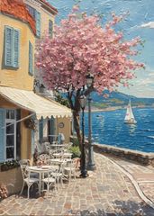 【華やかな色彩】ピエール・ロネット 油彩画 花市場 風景画 油絵 絵画 肉筆 華やかな色彩】ピエール・ロネット 油彩画 花市場 風景画 油絵 絵画