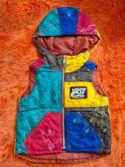 BOOFOOWOO ブホームズ カラーブロック 刺繍 フード ベスト キッズ 120