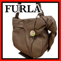 ほぼ美品 FURLA メタルチャーム 本革 ハンドバッグ トートバッグ 