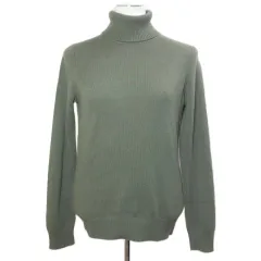 ユニクロ UNIQLO カシミヤニット セーター タートルネック プルオーバー 長袖 M カーキ /X