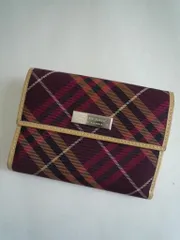 新品✨バーバリーブルーレーベル　ノバチェック　二つ折り財布　ベージュ　レッド BURBERRY BLUE LABEL ノバチェック 二つ折り 財布 レッド バーバリー