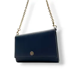 トリーバーチ Tory Burch ショルダーバッグ 斜め掛け可 チェーンショルダー レザー 本革 ネイビー 紺 紺色 ミニバッグ ウォレットバッグ ビンテージ クラシック エレガント 上品 鞄 レディース お出かけ 旅行 デイリー ロゴ ゴールド金具 S87