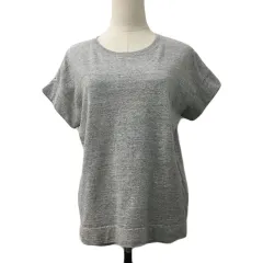 クオドロ quadro カットソー Tシャツ プルオーバー ラウンドネック プリント ロゴ 杢 半袖 グレーのサムネイル