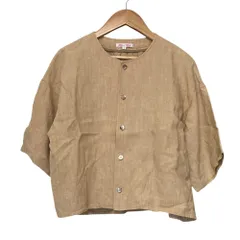 美品 Haver Sack ハバーサック リネン 半袖 ノーカラーシャツ ブラウス 671804 サイズ1 ブラウンベージュ レディース 古着 中古 USEDのサムネイル