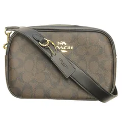 美品 COACH コーチ ミニ ジェイミー カメラ バッグ 鞄 ショルダー ロゴ シグネチャー レザー ゴールド金具 茶 ブラウン レディース 古着 中古 USED
