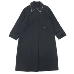 美品 LOUNIE ルーニィ スタッズ 2WAY ステンカラーコート ノーカラーコート ジャケット アウター 36 紺 ネイビー レディース 古着 中古 USEDのサムネイル