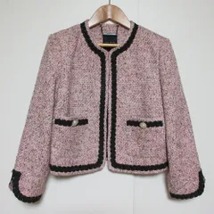 良品 TED BAKER テッドベーカー ノーカラー ツイードジャケット サイズ1 ピンク レディース 古着 中古 USEDのサムネイル