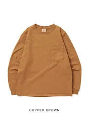 COPPER BROWN L 【国内正規品】グッドウェア Goodwear ポケT TEE ポケット Tシャツ 長袖 ロングスリーブ 丸胴 ホールガーメント アメリカ製