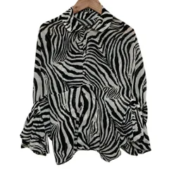 良品 JUNYA WATANABE ジュンヤワタナベ コムデギャルソン ゼブラ柄 ロングスリーブ シアーブラウス シャツ グレー×ブラック レディース 古着 中古 USEDのサムネイル