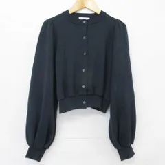 美品 23SS yori ヨリ パフスリーブ ショートカーディガン サイズF ネイビー レディース 古着 中古 USEDのサムネイル