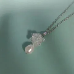 NO52 淡水パール1cmとククリスタルスワロフスキーのネックレス・5cm