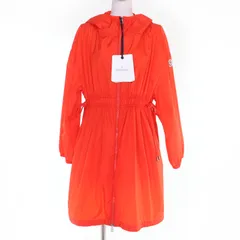 未使用品☆MONCLER モンクレール LICHEN ロゴワッペン・フード付 膝丈 ナイロンジャケット オレンジ 1 正規品 レディース