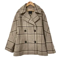 良品 Max Mara WEEKEND マックスマーラウィークエンド チェック ウール ダブルブレストジャケット サイズ42 グレージュ レディース 古着 中古 USED