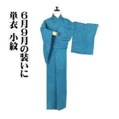 単衣 小紋 正絹 エメラルドグリーン 暈し 縫い取り 牡丹 7号 Mサイズ ki32041 美品 夏着物 レディース シルク ギフト カジュアル 送料無料