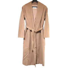良品 MaxMara マックスマーラ キャメル100％ ベルテッド ショールカラー ガウンコート サイズI42 キャメルブラウン ベージュ系 レディース 古着 中古 USED