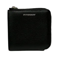 未使用 Burberry バーバリー コインパース付 ラウンドジップ レザー ウォレット ブラック メンズ レディース 古着 中古 USED