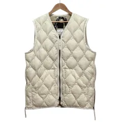 良品 TAION タイオン Vネック ZIP ベスト ASIAサイズM ホワイト レディース 古着 中古 USED