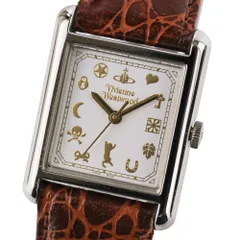 良品 Vivienne Westwood ヴィヴィアンウエストウッド クォーツ腕時計 VW-60D7 ホワイト文字盤 ブラウン レディース 古着 中古 USED