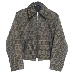 FENDI フェンディ ヴィンテージ ズッカ柄 ジャガード ジップアップ リバーシブルジャケット サイズI40 ベージュ ブラック レディース 古着 中古 USEDのサムネイル