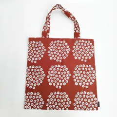 marimekko Puketti プケッティ ファブリックバッグ 花柄 トートバッグ レッド ホワイト レディース マリメッコ【中古】6-0406G∞