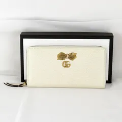 【価格改定】良品『USED』 グッチ GGマーモント ラウンドファスナー 524291・525040 長財布 レザー ホワイト