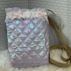 パープル光沢ポシェット レース装飾 ※ハンドメイド