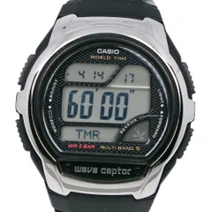 【CASIO】カシオ ウェーブセプター デジタルマルチバンド5 WV-58J-1AF ステンレススチール×樹脂系 黒 電波時計 デジタル表示 メンズ 黒文字盤 腕時計