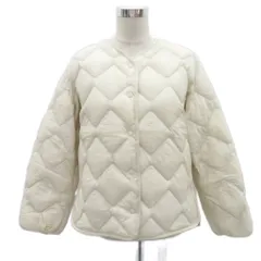 ユニクロ UNIQLO ウルトラライトダウンジャケット 上着 ミドル丈 M オフホワイト ノーカラー /SY68 ■ECB003