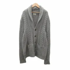 ナノユニバース nano universe ニットカーディガン ミドル丈 XL グレー ケーブル編み ショールカラー /SY37 ■ECB003
