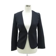 トゥモローランド TOMORROWLAND ノーカラージャケット 上着 ミドル丈 34 紺 ネイビー /SM38 ■ECC002