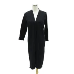 ミラオーウェン Mila Owen ニットカーディガン ロング丈 前開き F 黒 ブラック リブ /SM42 ■ECC002