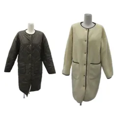 アーバンリサーチ ドアーズ URBAN RESEARCH DOORS キルティングコート ボアコート ノーカラーコート リバーシブル One カーキ アイボリー ロング丈 /YS11 ■ECB003